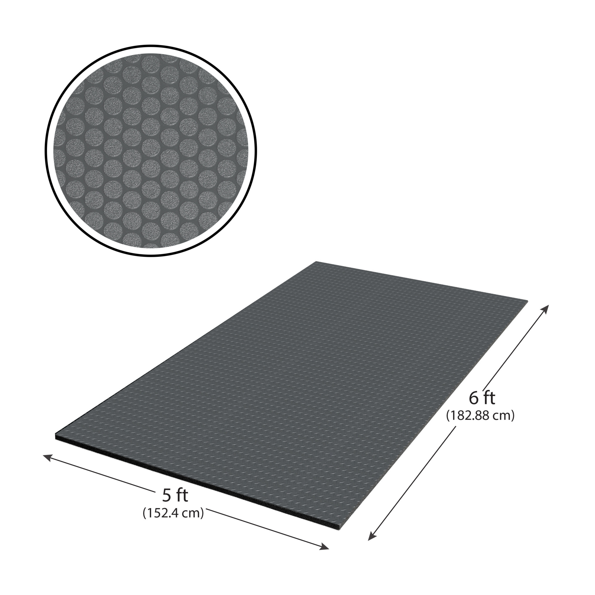 G-Floor Cushioned  Small Coin 5' x 6' - Slate Grey - Durable, Easy to Clean - AF58SC56SG